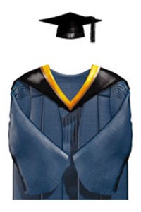 自製理工大學理學碩士畢業袍 黑色方形畢業帽 金色肩帶披肩 碩士畢業袍製衣廠DA217